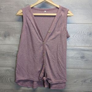 Sleeveless Waffle Style Button Blouse Women's Size XL